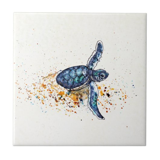 Baby schildpad dat uit zand komt tegeltje (Voorkant)