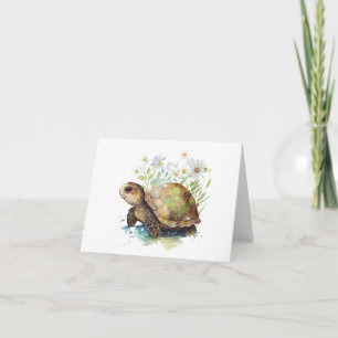 Baby Schildpad met Daisies Blank Groet Kaart