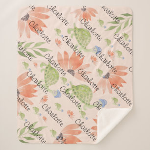 Baby schildpad Waterverf met handbeschilderd Sherpa Deken