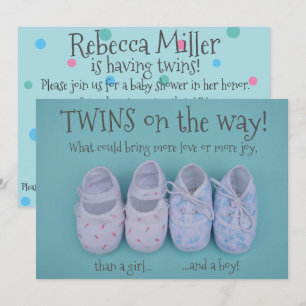 Baby schoenen jongen en meisje twins baby shower n kaart