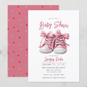 Baby Schoenen Roze Meisje Baby shower Invitation Kaart