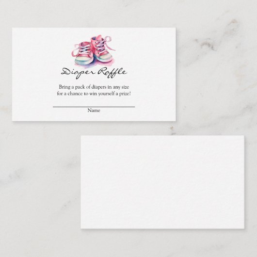 Baby Schoenen | Roze Meisje Baby shower Luier Raff Informatiekaartje (Voorkant / Achterkant)