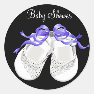Baby Schoenen Zwart Paarse Baby Meisje Shower Stic Ronde Sticker