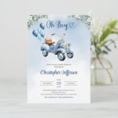 Baby scooter ballonnen eucalyptus jongen Baby show Kaart (Staand voorkant)