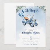 Baby scooter ballonnen eucalyptus jongen Baby show Kaart (Voorkant / Achterkant)