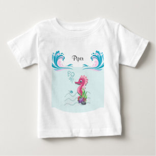 Baby Seahorse   Roze gepersonaliseerde Baby T-shir