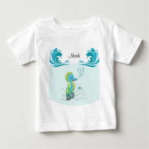 Baby Seahorse   T-shirt bébé personnalisé bleu