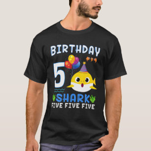 Baby Shark 5th Birthday Boy Girl 5 Year Old Gift T-shirt