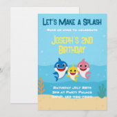 Baby Shark Birthday Invitation Kaart (Voorkant / Achterkant)