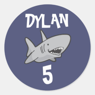 Baby Shark Blue Birthday Ronde Sticker