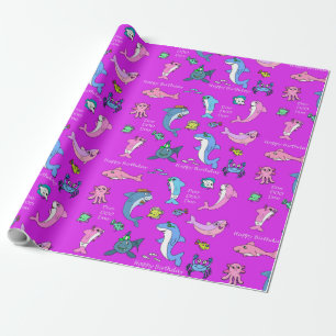 Baby Shark Familie Doo Doo Verjaardag Cadeaupapier