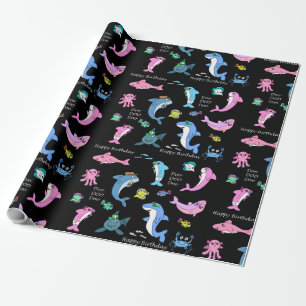 Baby Shark Familie Doo Doo Verjaardag Cadeaupapier