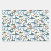 Baby Shark Pattern Wrapping Papiervellen Set van 3 Inpakpapier Vel (Voorkant 3)