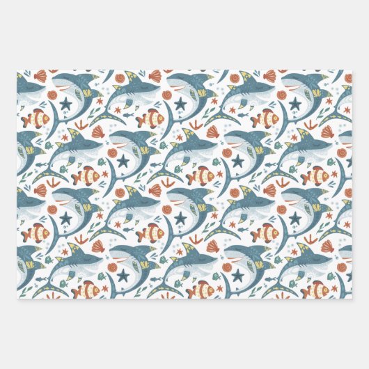 Baby Shark Wrapping Paper Flat Sheet Set van 3 (Voorkant 2)