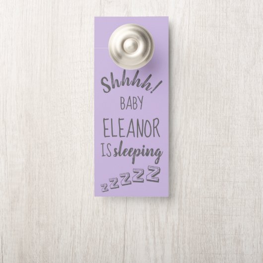 Baby Shhh Sleeping Lavender Affichette de porte (Sur le bouton)