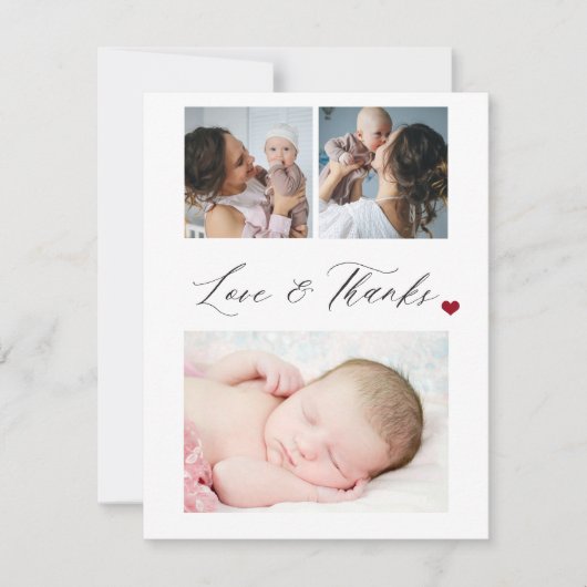 Baby shower 3 photo collage amour et merci script (Devant)