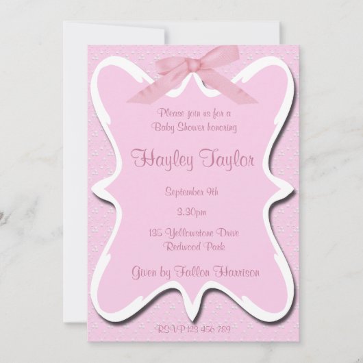 Baby shower à arc rose Invitation (Devant)