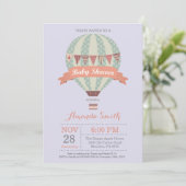 Baby shower à ballon à air chaud Invitation violet (Debout devant)