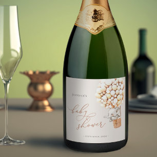 Baby shower à bulle éléphant Étiquette à vin étinc