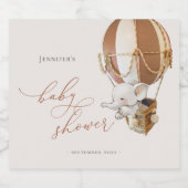 Baby shower à bulle éléphant Étiquette à vin étinc (Étiquettes simples)