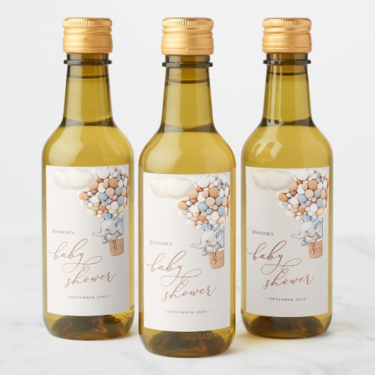 Baby shower à bulle éléphant Mini Étiquette à vin (Bouteilles)