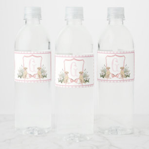 Baby shower à eau rose chien Étiquettes