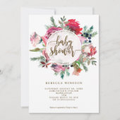 baby shower à fleurs hivernales de noël invitation (Devant)