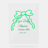 Baby shower à griffes arc vert ajouter nom date mo (Recto)