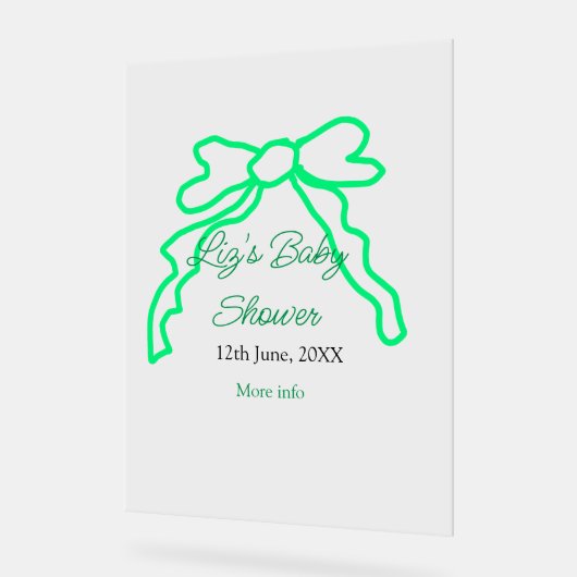 Baby shower à griffes arc vert ajouter nom date mo (Angle)
