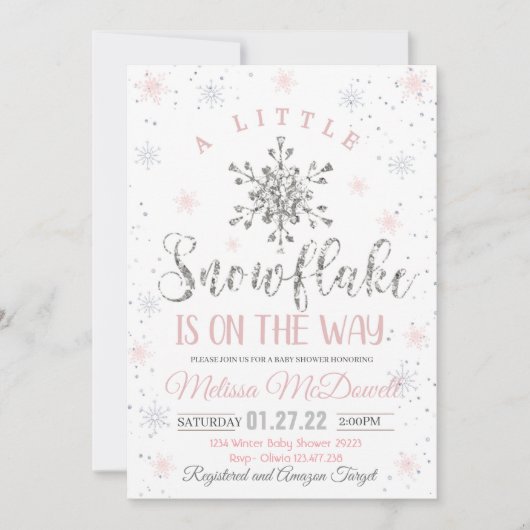 Baby shower à neige Invitation Thème Un peu (Devant)