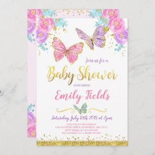 Baby shower à papillon Invitation Baby shower fill