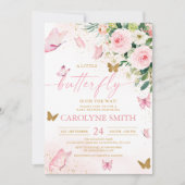 Baby shower à papillon rose pâle Invitation (Devant)