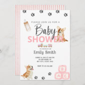 Baby shower à thème Corgi Invitation (Devant / Derrière)