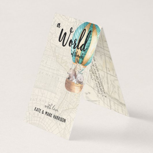 Baby shower à thème de voyage | Note Merci (Front)