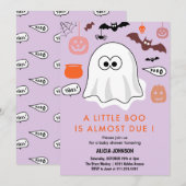 Baby shower à thème Halloween invitation petit liv (Devant / Derrière)