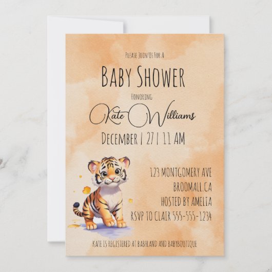 Baby shower à thème Tiger cub Invitation (Devant)