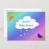 Baby shower Aangepast met Cloud Umbrellas Rainbow Briefkaart (Voorkant / Achterkant)