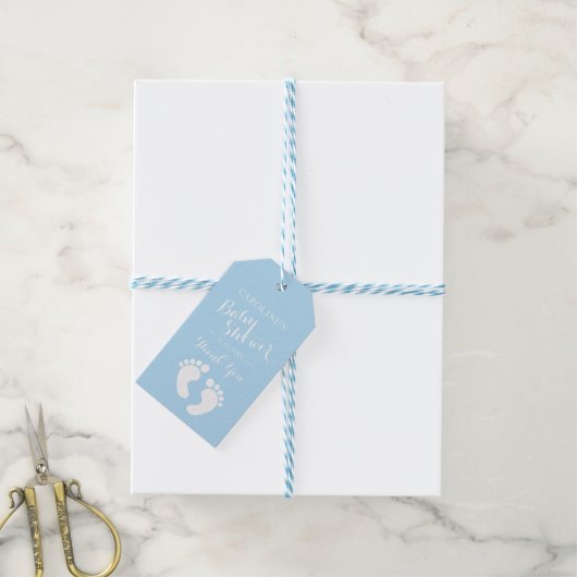Baby shower Aangepaste blauwe Baby Cadeaulabel (Met Touw)