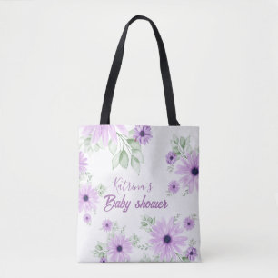 Baby shower Aangepaste Violet Waterverf Flowers Draagtas