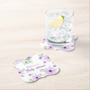 Baby shower Aangepaste Violet Waterverf Flowers Kartonnen Onderzetters