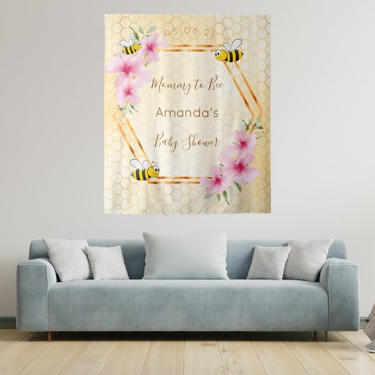 Baby Shower aanstaande moeder bijen honingraat Wandkleed