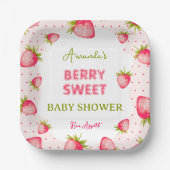 Baby shower aardbeien papieren bordje (Voorkant)