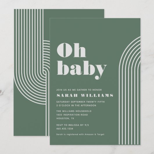 Baby shower Abstrait rétro | Invitation (Devant / Derrière)