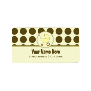 baby shower Adres Etiket - Bruine Stippen & Geel