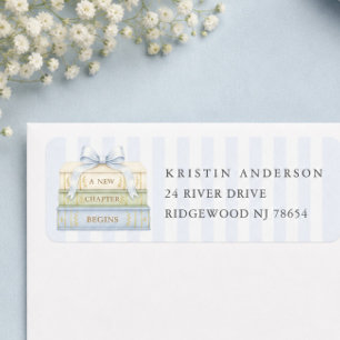 Baby Shower Adreslabel met Blauwe Streep Etiket