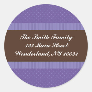 Baby shower adreslabel - Paarse en bruine Ronde Sticker