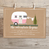 Baby shower Adventure Pink Trailer Camper Woodland Kaart