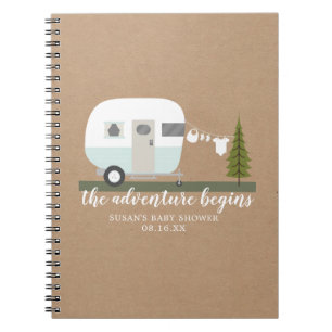Baby shower Adventure Retro Trailer Camper Boy Notitieboek
