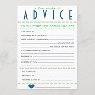 baby shower Advice Card Kaart