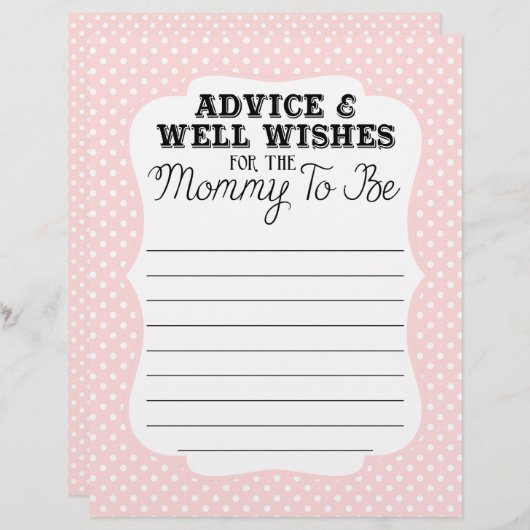 Baby shower Advice en wenst dat mama wordt (Voorkant / Achterkant)